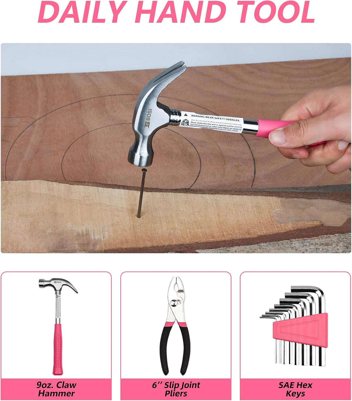 Pink 40-Piece Tool Set with Toolbox for Women, Home