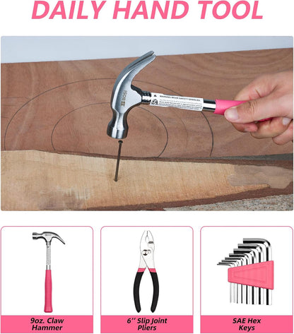 Pink 40-Piece Tool Set with Toolbox for Women, Home