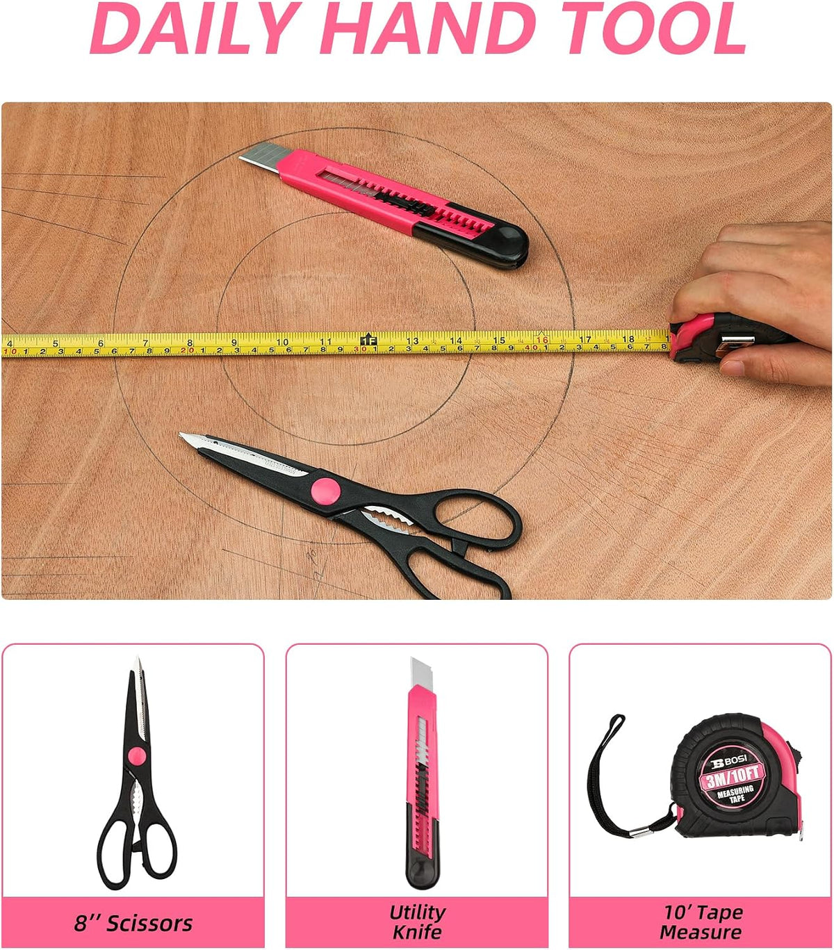 Pink 40-Piece Tool Set with Toolbox for Women, Home
