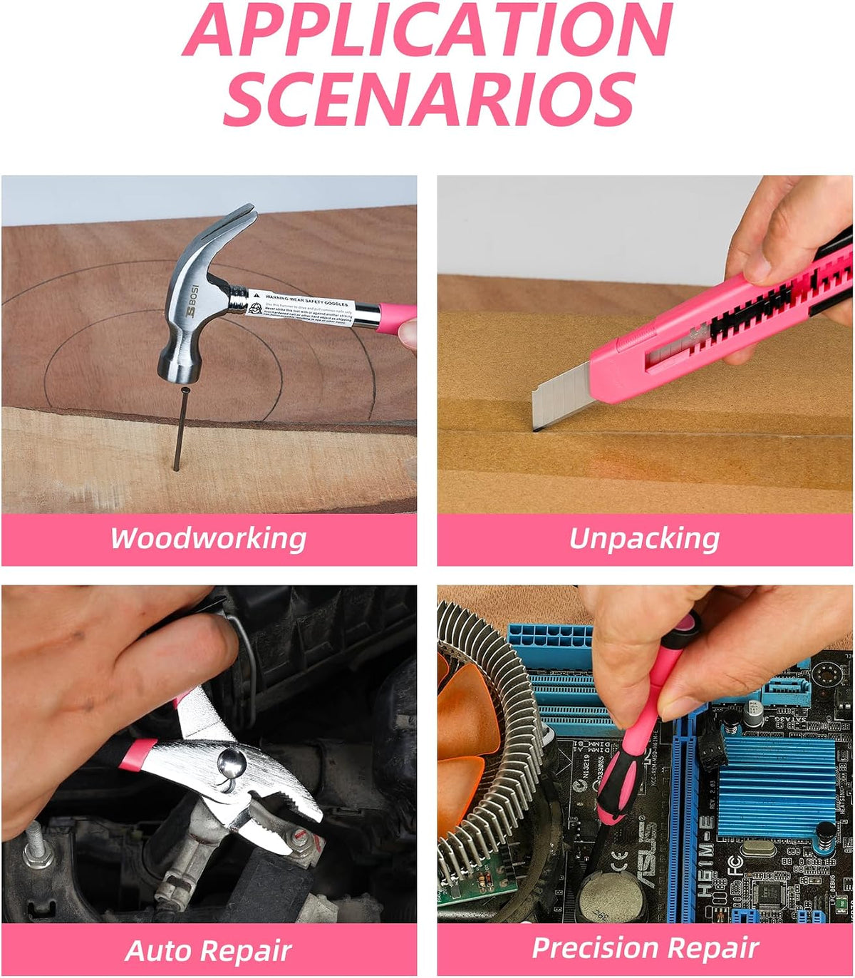 Pink 40-Piece Tool Set with Toolbox for Women, Home
