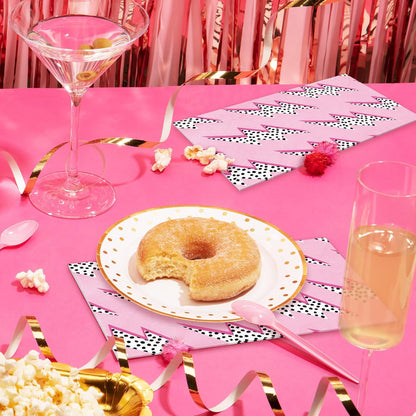 100Pcs Pink Preppy Guest Napkins Dots Lighting Disposable Napkins 3 Ply Dinner Hand Napkin Towel for Y2K Hippie Prep School Party Supplies Table Decor