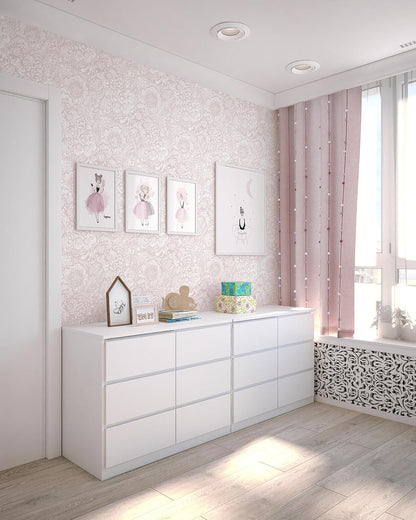 Peel and Stick Wallpaper Pink Boho Wall Paper Pink and White Floral Wallpaper for Bedroom Bathroom Removable Self-adhsive Contact Paper for Cabinets Nursery Vnyl Shelf Liner 17.3" x 118"