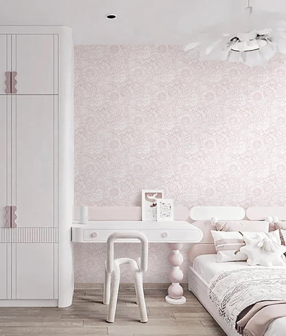 Peel and Stick Wallpaper Pink Boho Wall Paper Pink and White Floral Wallpaper for Bedroom Bathroom Removable Self-adhsive Contact Paper for Cabinets Nursery Vnyl Shelf Liner 17.3" x 118"
