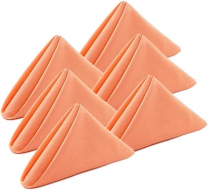 Peach Cloth Napkins Set of 6,100% Cotton,Thick,Reusable,Soft (Salmon)