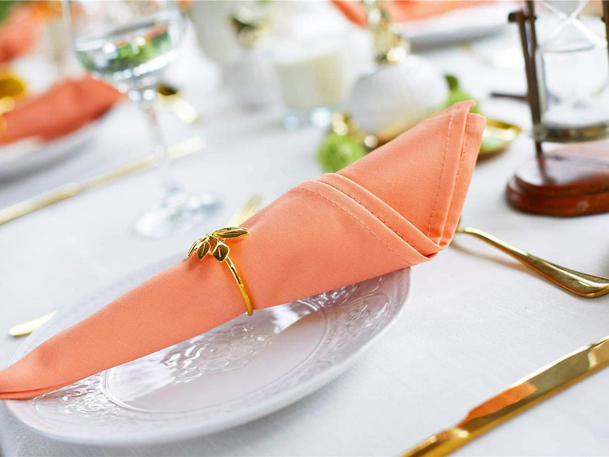 Peach Cloth Napkins Set of 6,100% Cotton,Thick,Reusable,Soft (Salmon)
