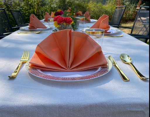 Peach Cloth Napkins Set of 6,100% Cotton,Thick,Reusable,Soft (Salmon)