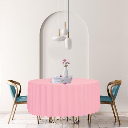 3 Pack Pink Plastic Tablecloth Disposable Round Table Cloth 84 Inch Table Cover for Parties