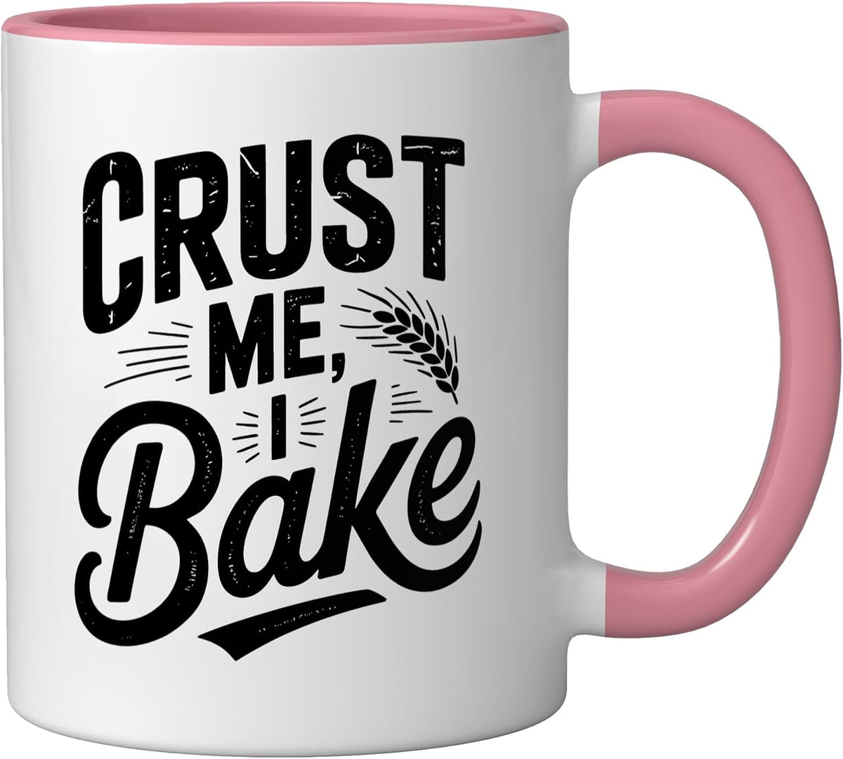 Crust Bake Dutch Oven Bread Humor Baker Funny Pun Ceramic Mug, Pink/White