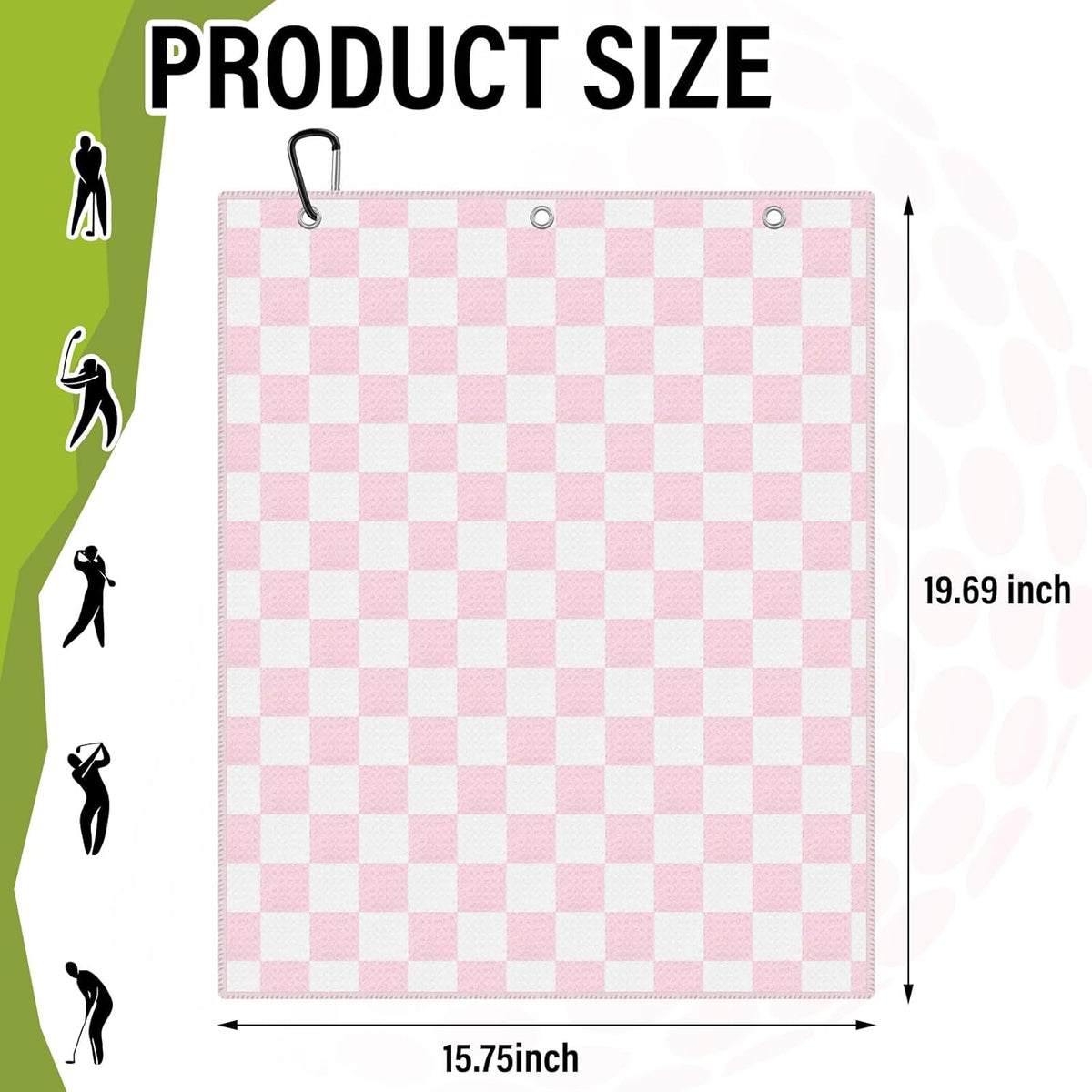 Pink and White Checkered Golf Towel with 5 oz Cleaner Water Brush