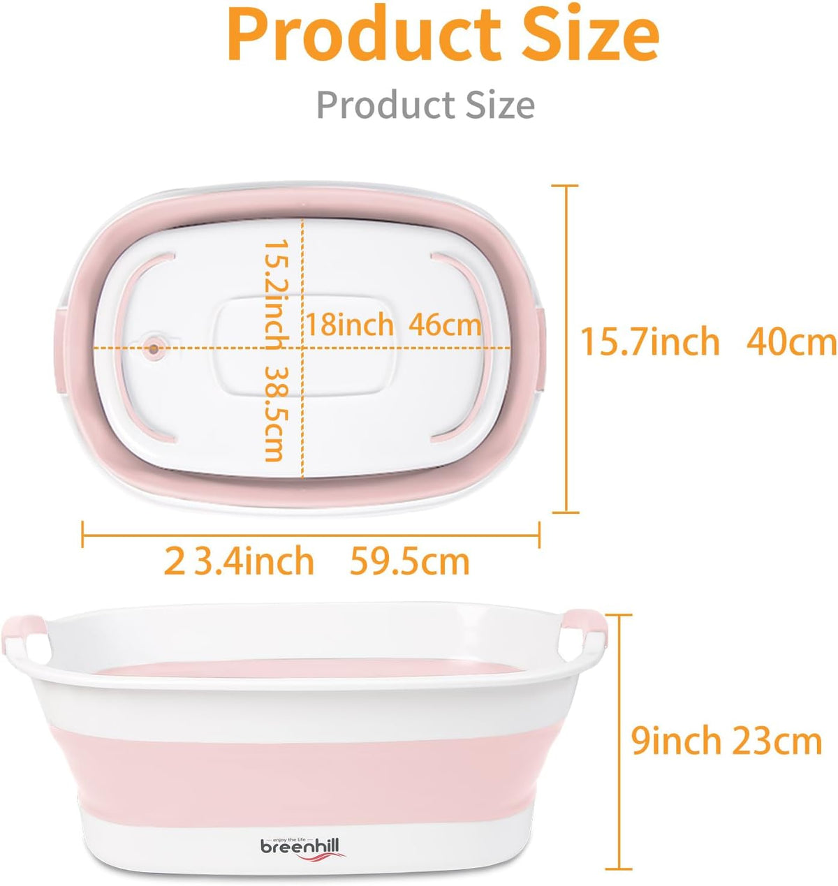 Collapsible Dog Bath Tub, Portable Puppy Bathtub with Drain Plug, Pink