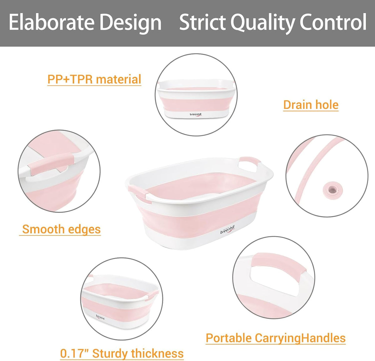 Collapsible Dog Bath Tub, Portable Puppy Bathtub with Drain Plug, Pink