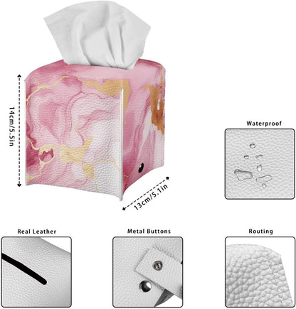 Pink Marbles Tissue Box Cover Tissues Cube Box Cover Square Cube Tissue Box Cover Home Office Car Decorations for Bathroom Vanity Countertop Night Stands Office Desk Car