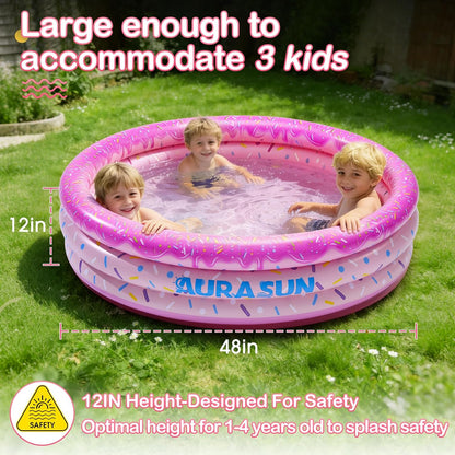 Baby Pool Small Kiddie Swimming Pool 3 Rings Round Pad Indoor Ball Pit