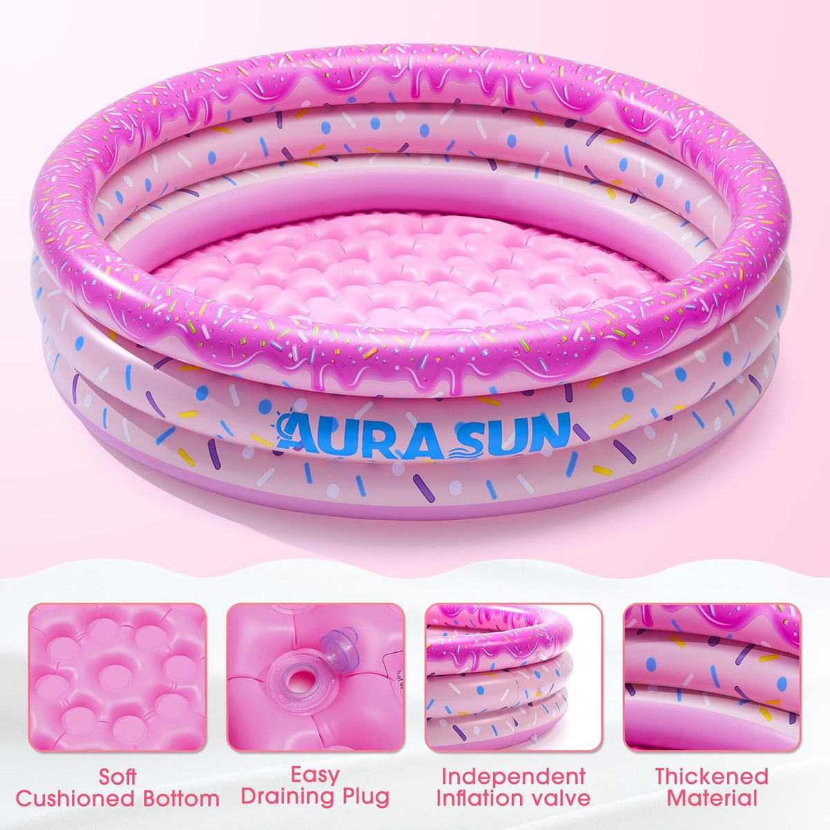 Baby Pool Small Kiddie Swimming Pool 3 Rings Round Pad Indoor Ball Pit