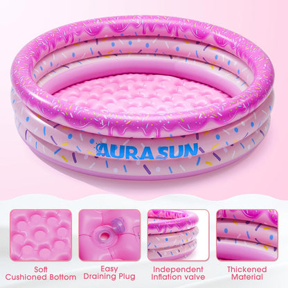 Baby Pool Small Kiddie Swimming Pool 3 Rings Round Pad Indoor Ball Pit