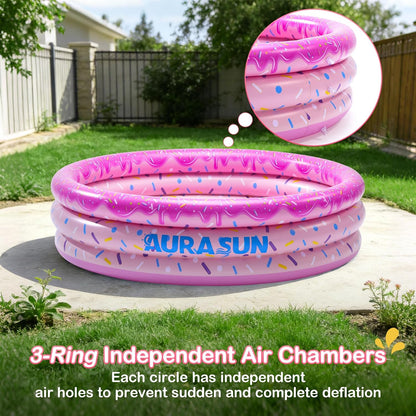 Baby Pool Small Kiddie Swimming Pool 3 Rings Round Pad Indoor Ball Pit