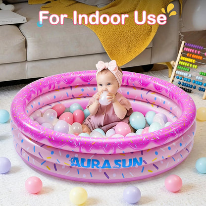 Baby Pool Small Kiddie Swimming Pool 3 Rings Round Pad Indoor Ball Pit