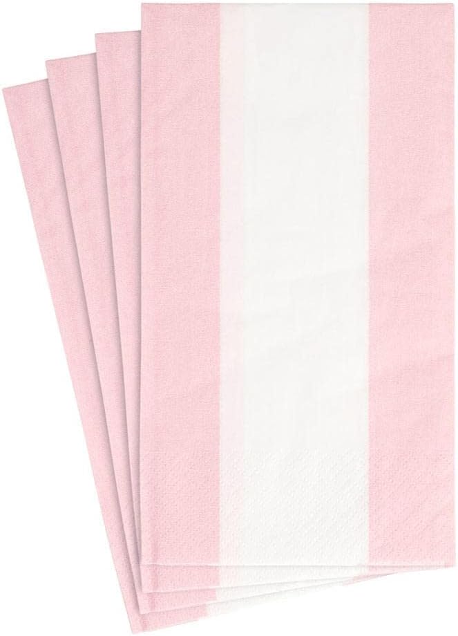 Bandol Stripe Paper Guest Towel Napkins in Petal Pink, Pack of 15