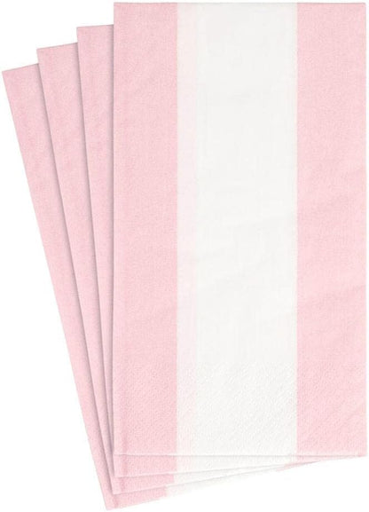 Bandol Stripe Paper Guest Towel Napkins in Petal Pink, Pack of 15