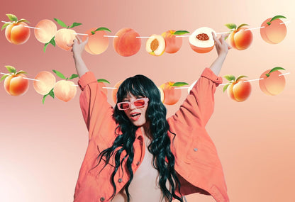 2PCS Peach Paper Banner, Cute Juicy Peach Baby Shower 2nd Birthday Fruit Party Favors Supplies Decorations Garlands for Carnival/Events