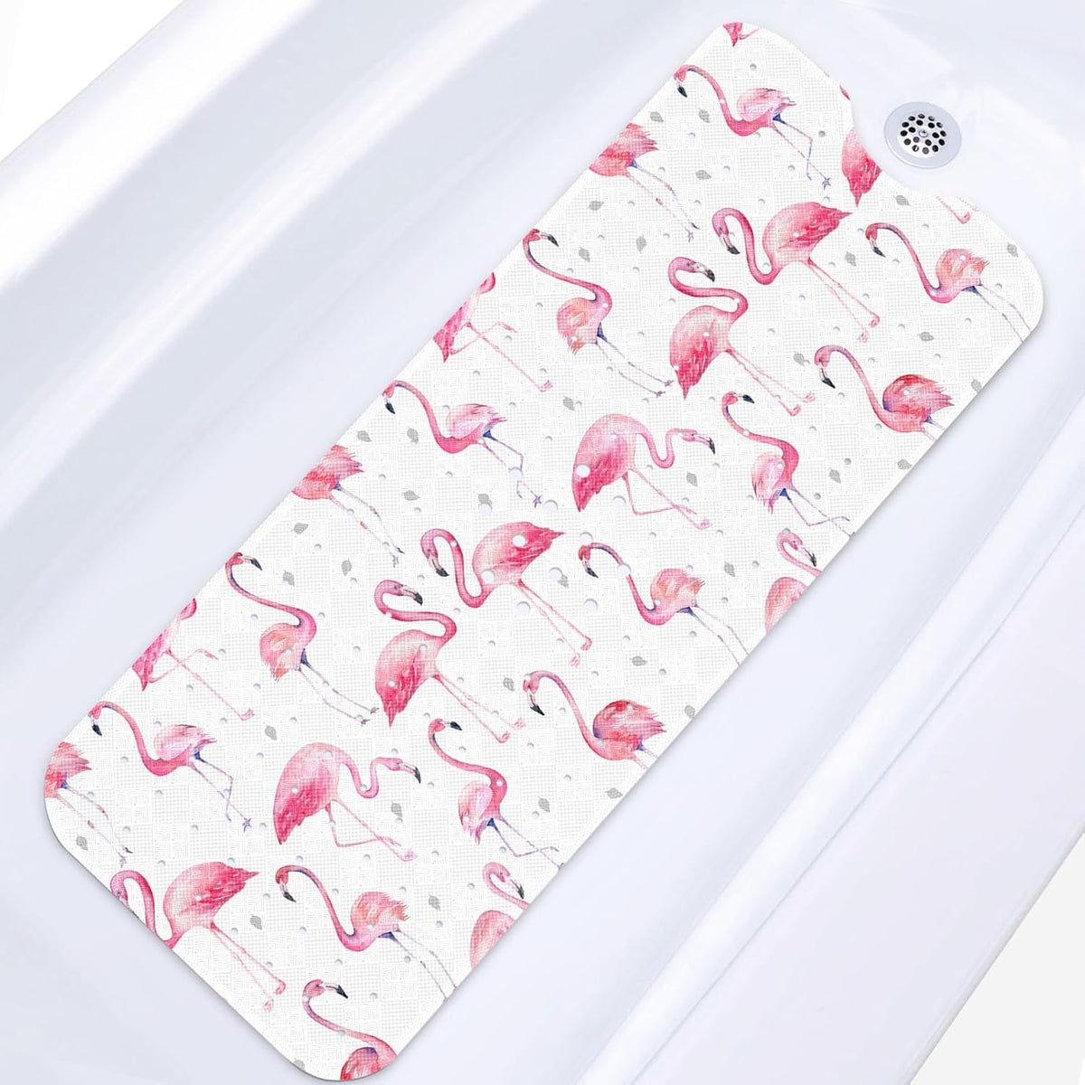 Bathtub Shower Mat 40X16 Inch, Non-Slip, for Toddler, Pink