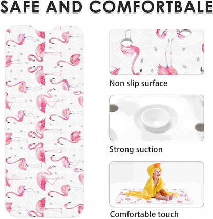 Bathtub Shower Mat 40X16 Inch, Non-Slip, for Toddler, Pink