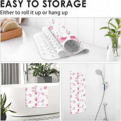 Bathtub Shower Mat 40X16 Inch, Non-Slip, for Toddler, Pink