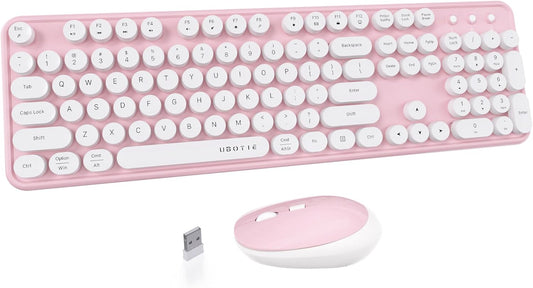Colorful Wireless Keyboard and Mouse Combo (Pink-White)