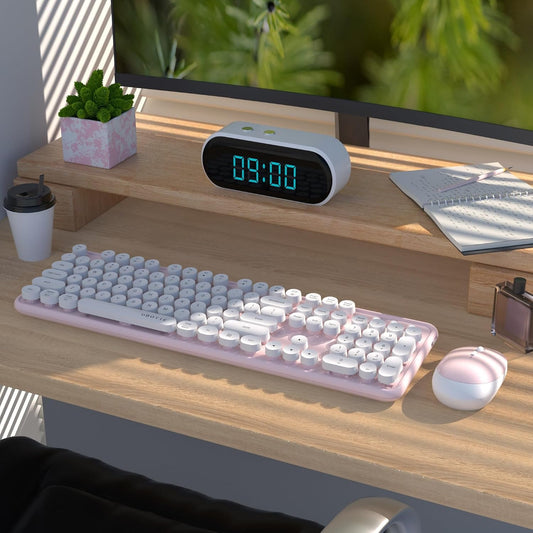 Colorful Wireless Keyboard and Mouse Combo (Pink-White)