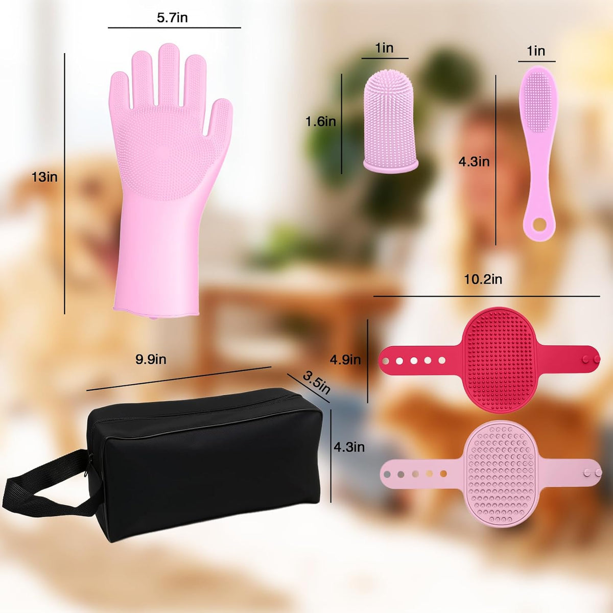 7 PCS Pet Grooming Kit & Bath Supplies for Dogs, Cats