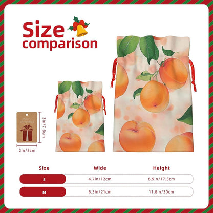 BEIVGOXL Peach Printed Drawstring Burlap Gift Bag - Eco-Friendly, Delicate Design Reusable Pouches, For Christmas,Birthday Wedding Party Supplies 6.9x4.7inch