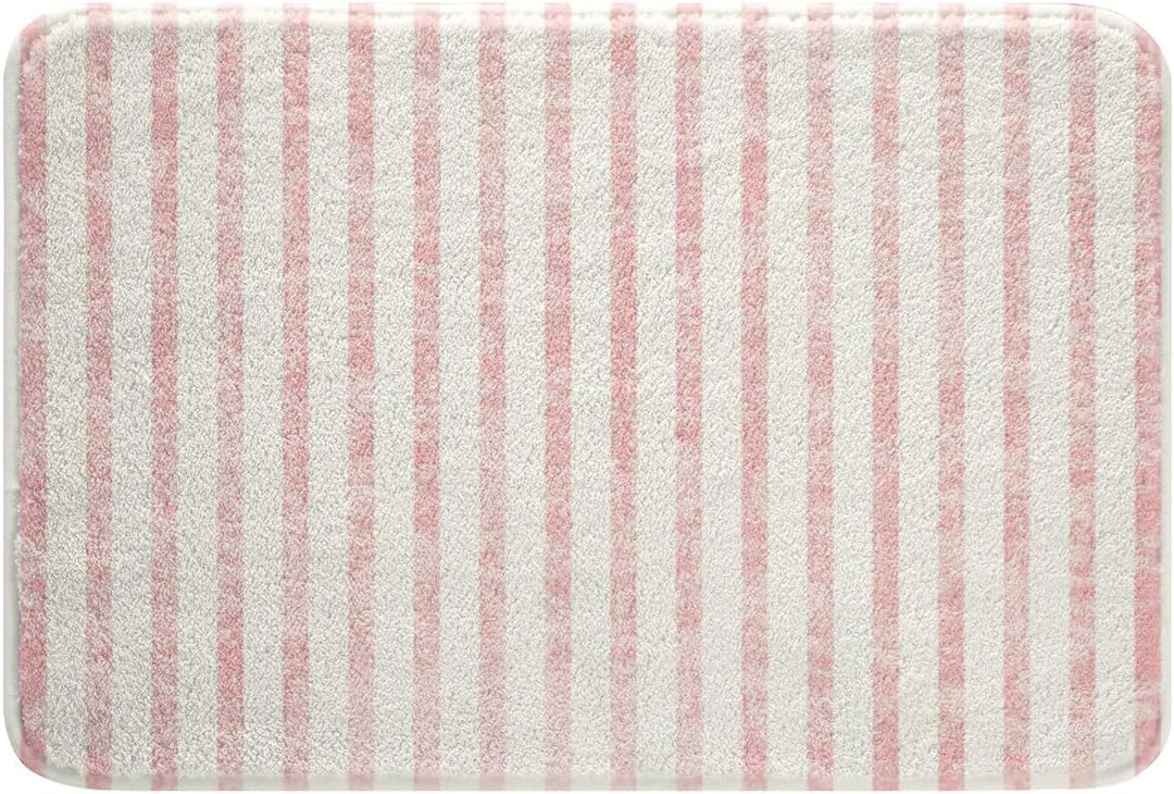 Pink Striped Bathroom Rugs Bath Mats 16"x24"