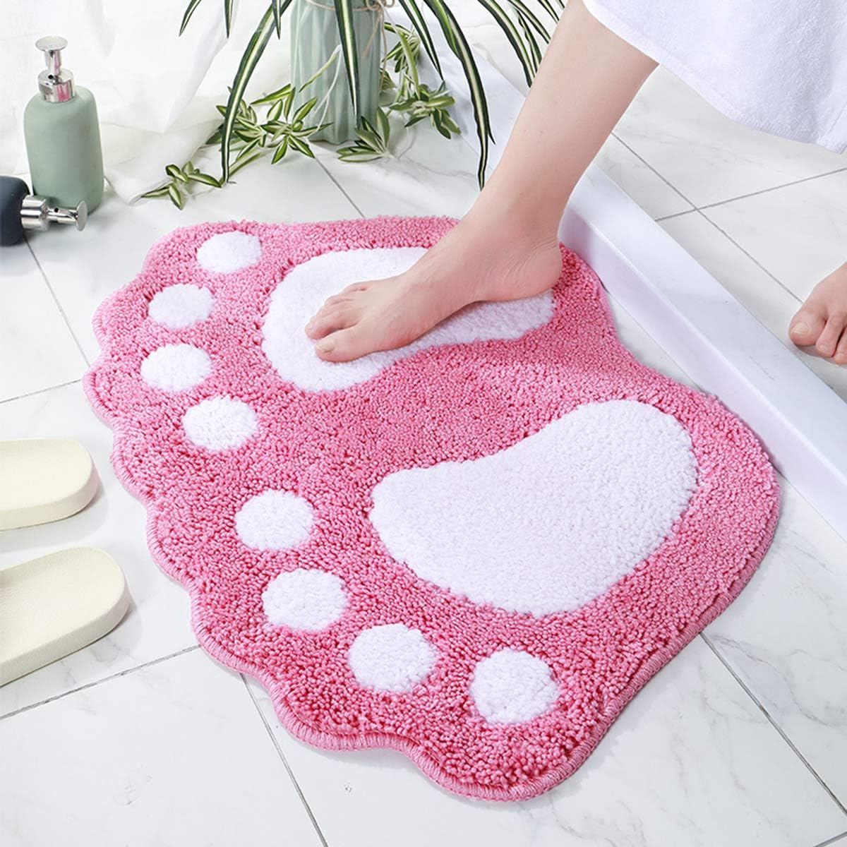 Bathroom Rugs Mats Water Absorbent Non-Slip Mat Used in Bathroom, Shower, Room, Etc.Soft Microfiber Bath Mat Machine Washable Bath Mat Bathroom Mat (Pink, 19x26'')