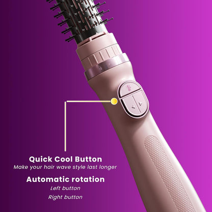 Blow Dryer Brush, 3-in-1 Rotating Hair Dryer Brush with 3 Heads for Drying Styling Volumizing Curling Sleeking in One Step for Long Hair, 3 Temperatures, Negative Ionen, Ceramic Coating, Pink