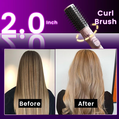 Blow Dryer Brush, 3-in-1 Rotating Hair Dryer Brush with 3 Heads for Drying Styling Volumizing Curling Sleeking in One Step for Long Hair, 3 Temperatures, Negative Ionen, Ceramic Coating, Pink