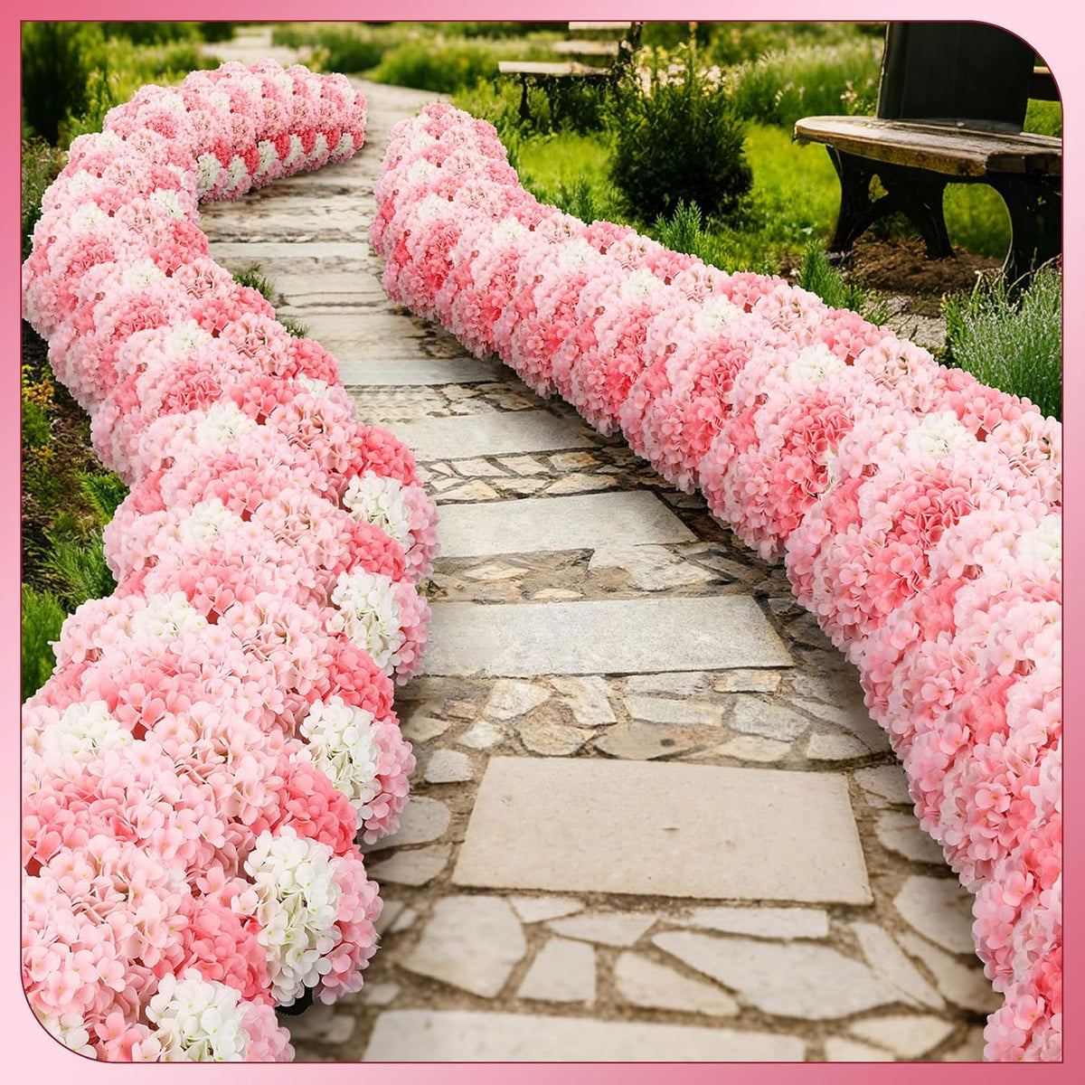 Pink 6 Bundles Hydrangea Artificial Flowers Bulk 30 Heads 20'' Faux Fake Hydrangea for Spring Graves Easter Decor Porch Indoor Outdoor Home Garden Wedding Table Centerpieces
