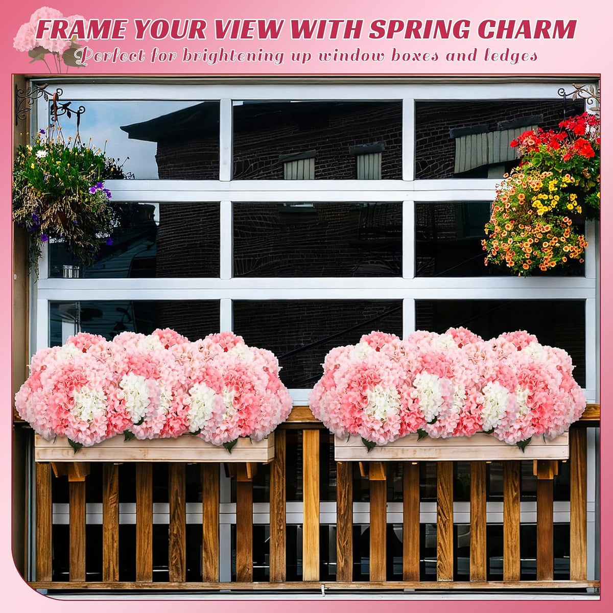 Pink 6 Bundles Hydrangea Artificial Flowers Bulk 30 Heads 20'' Faux Fake Hydrangea for Spring Graves Easter Decor Porch Indoor Outdoor Home Garden Wedding Table Centerpieces