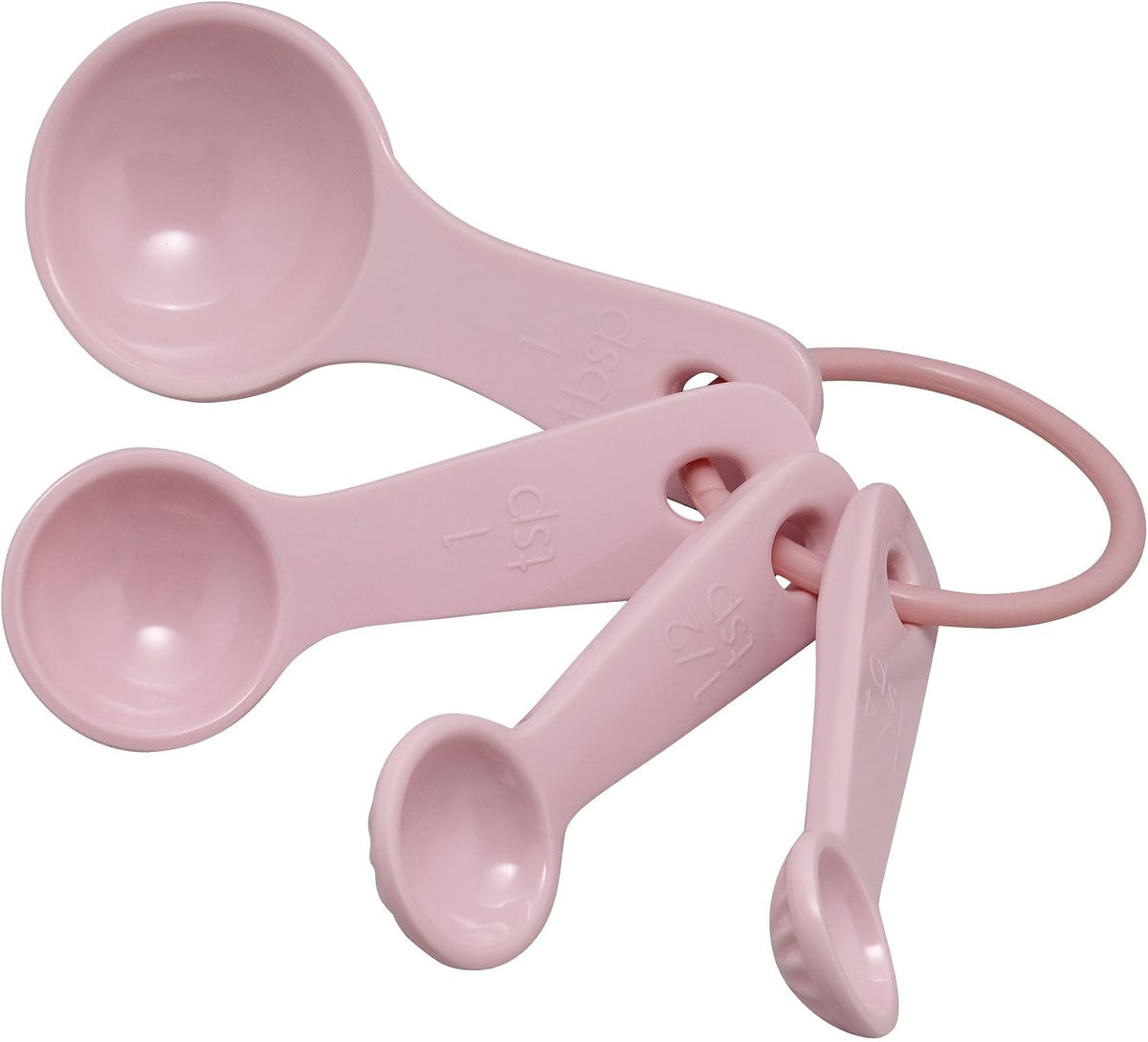UP 4-Piece Latte Style Melamine Measuring Spoons Set, Professional Nesting Baking and Cooking Tools for Liquid and Dry Ingredients, Pink