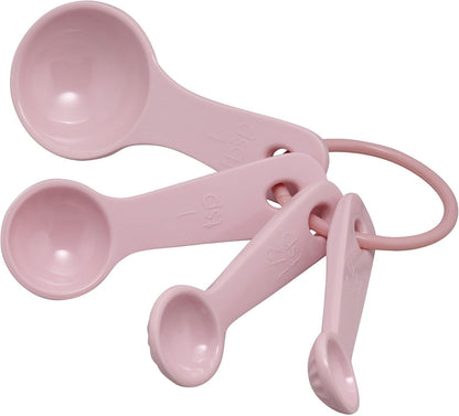 UP 4-Piece Latte Style Melamine Measuring Spoons Set, Professional Nesting Baking and Cooking Tools for Liquid and Dry Ingredients, Pink