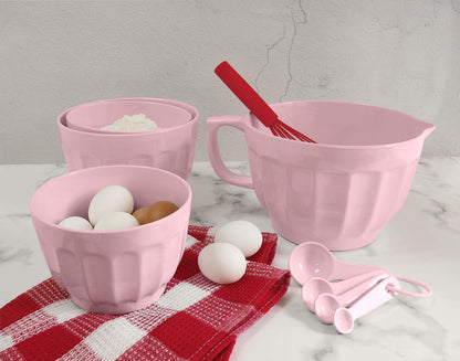 UP 4-Piece Latte Style Melamine Measuring Spoons Set, Professional Nesting Baking and Cooking Tools for Liquid and Dry Ingredients, Pink