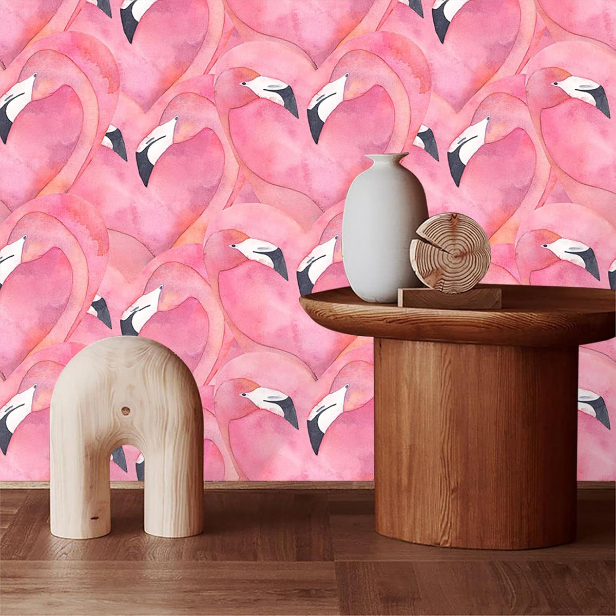 Pink Flamingo Abstract Heart Art Geometric Mosaic Peel and Stick Wallpaper Easy Peel Off Contact Paper Stick on Adhesive Wall Paper for Bathroom Waterproof Renter Friendly