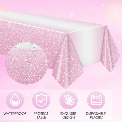 41Pcs Ombre Pink Party Decorations Gradient Pastel Pink Tableware Set Include Paper Plates Napkins Tablecloth丨Baby Shower Girls Woman Wedding Birthday Anniversary Party Decorations,Serves 20