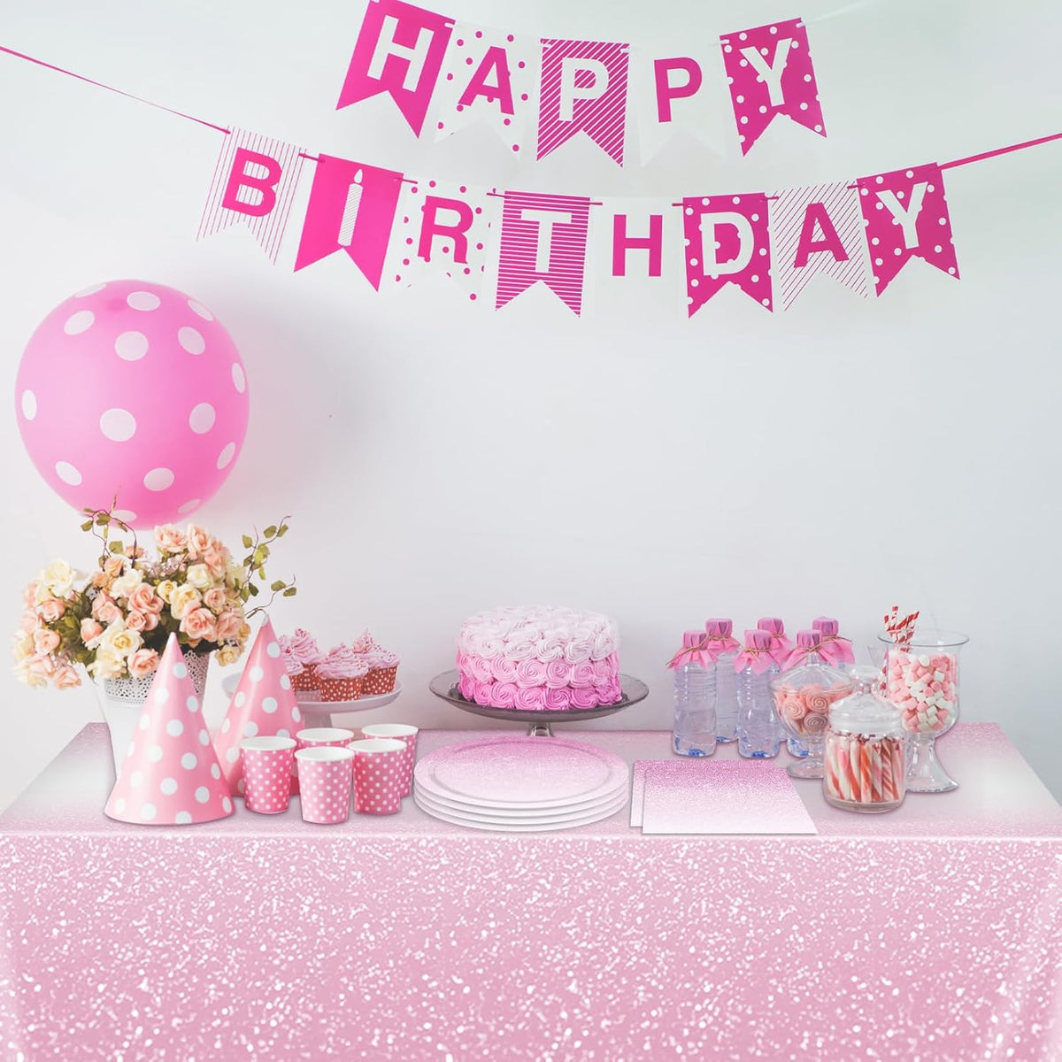 41Pcs Ombre Pink Party Decorations Gradient Pastel Pink Tableware Set Include Paper Plates Napkins Tablecloth丨Baby Shower Girls Woman Wedding Birthday Anniversary Party Decorations,Serves 20