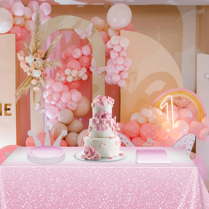 41Pcs Ombre Pink Party Decorations Gradient Pastel Pink Tableware Set Include Paper Plates Napkins Tablecloth丨Baby Shower Girls Woman Wedding Birthday Anniversary Party Decorations,Serves 20