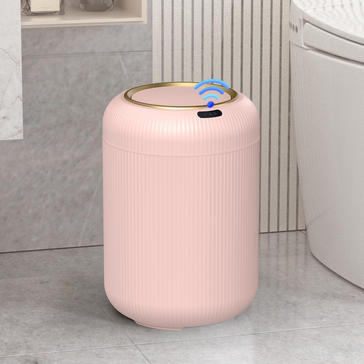 Small Pink Trash Can Bathroom,Motion Sensor Garbage Can Automatic
