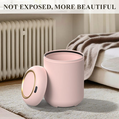 Small Pink Trash Can Bathroom,Motion Sensor Garbage Can Automatic