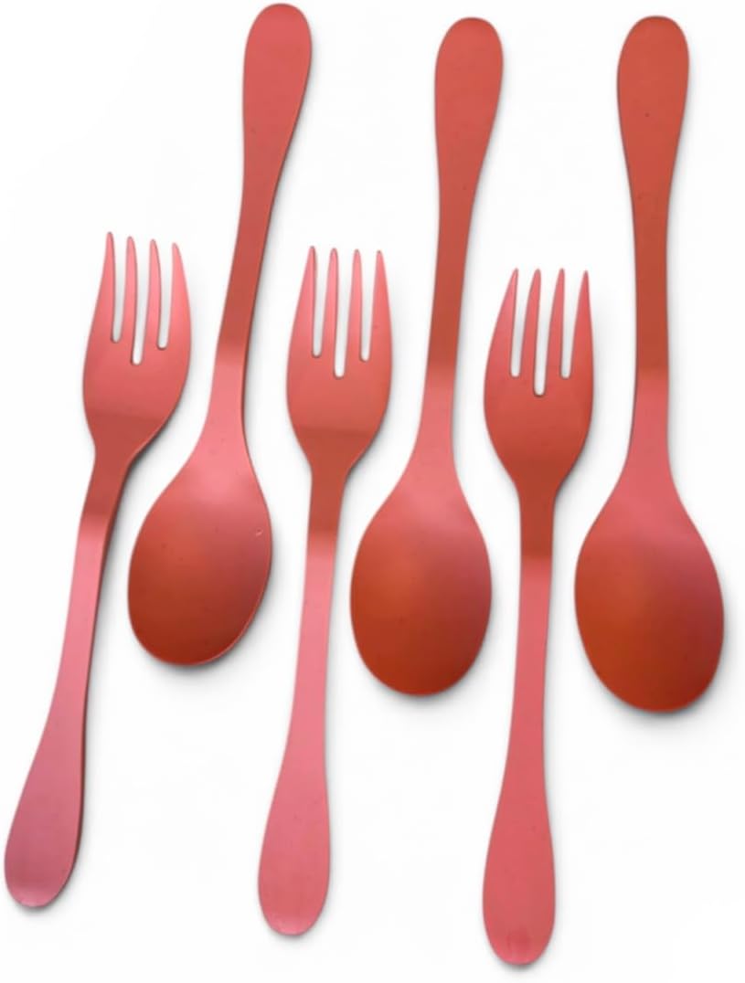 Eco 6-Piece Utensil Set – Coral Pink | Plant-Based Flatware | Dishwasher Safe | Reusable Travel Utensils | Fork, Knife & Spoon Set
