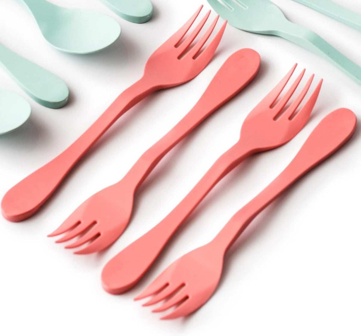 Eco 6-Piece Utensil Set – Coral Pink | Plant-Based Flatware | Dishwasher Safe | Reusable Travel Utensils | Fork, Knife & Spoon Set