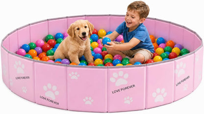 47in Extra Large Dog Ball Pit – Foldable Pet Playpen Ball Pool for Large Dogs, Puppies and Cats, Indoor Outdoor Playpen (Balls Not Included) (Pink)