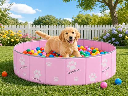 47in Extra Large Dog Ball Pit – Foldable Pet Playpen Ball Pool for Large Dogs, Puppies and Cats, Indoor Outdoor Playpen (Balls Not Included) (Pink)